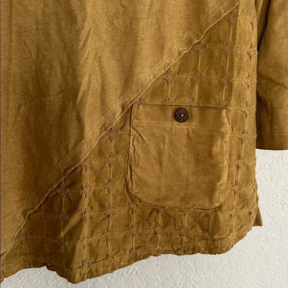 Ali Miles Button Sleeve Tunic Top Olive Green Lagenlook Teacher Cottage Artsy - Picture 4 of 6